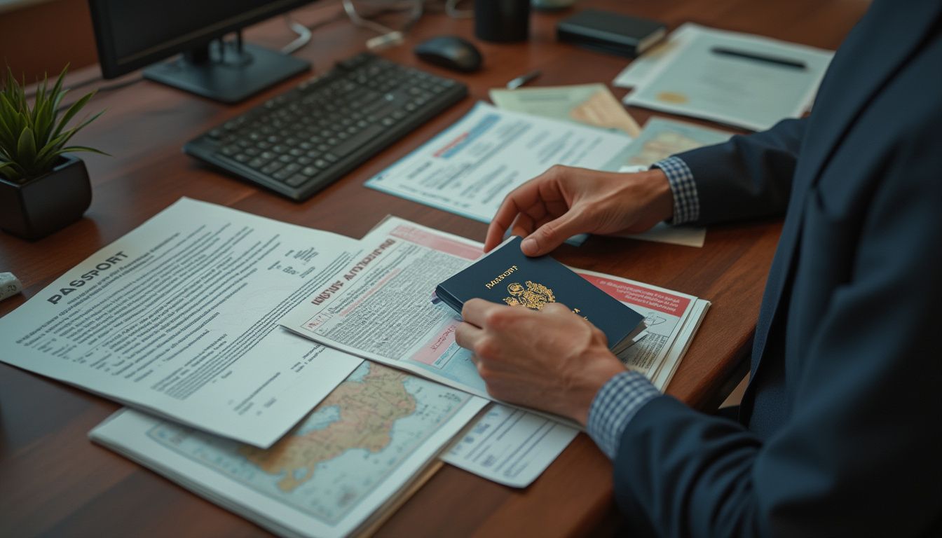 expatriation : pile de documents officiels nécessaires pour un voyage