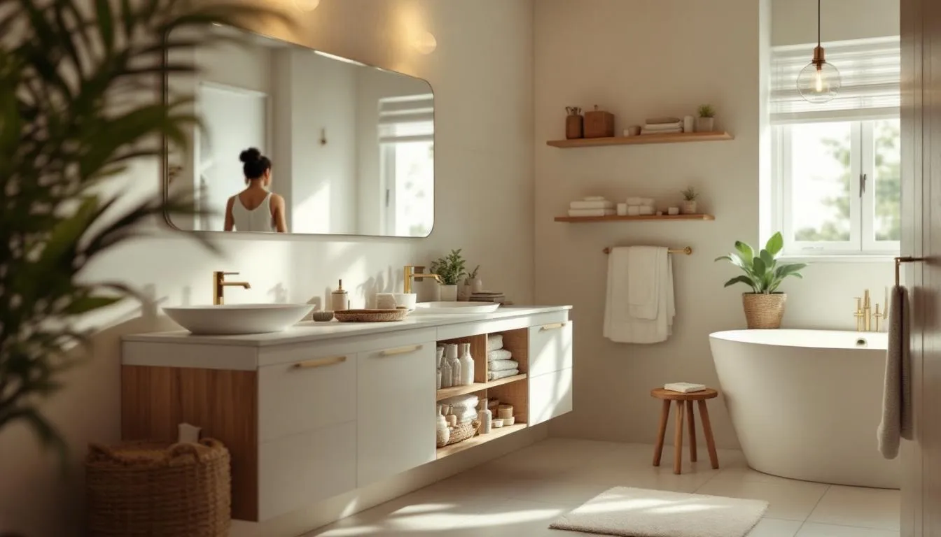 optimisation salle de bain : petite salle de bain fonctionnelle et moderne