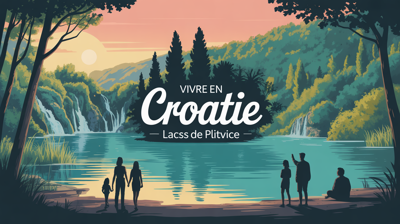 Vivre en Croatie Lacs de Plitvice illustration paysage