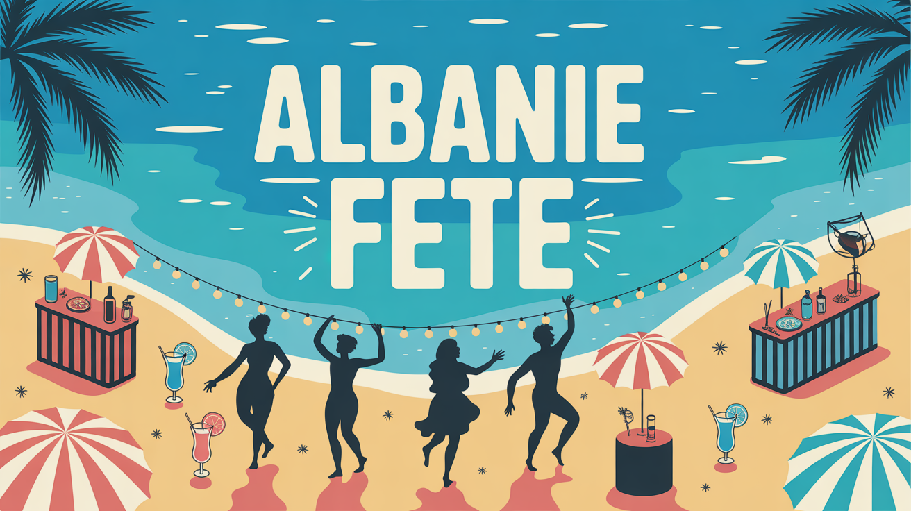 Plage Albanie fête, danse, cocktails, ambiance festive