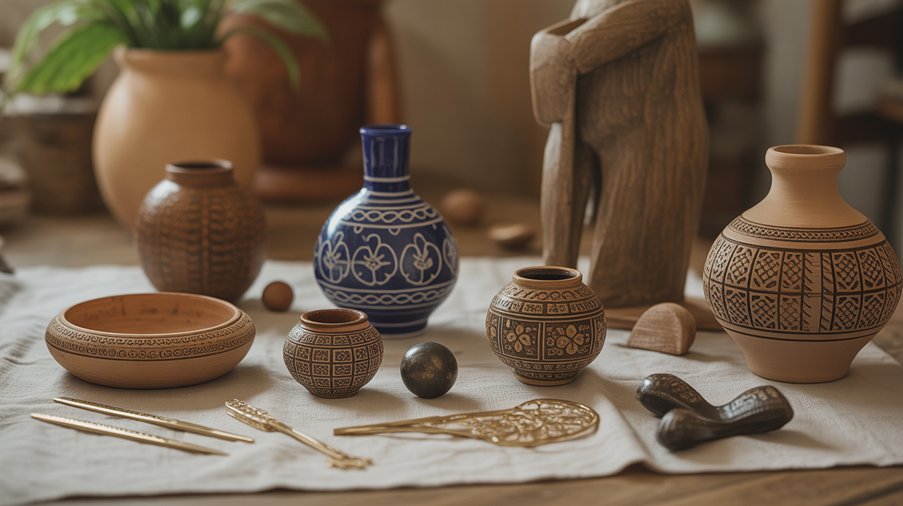 Objets artisanat Croatie dentelle cravate poterie bijou bois