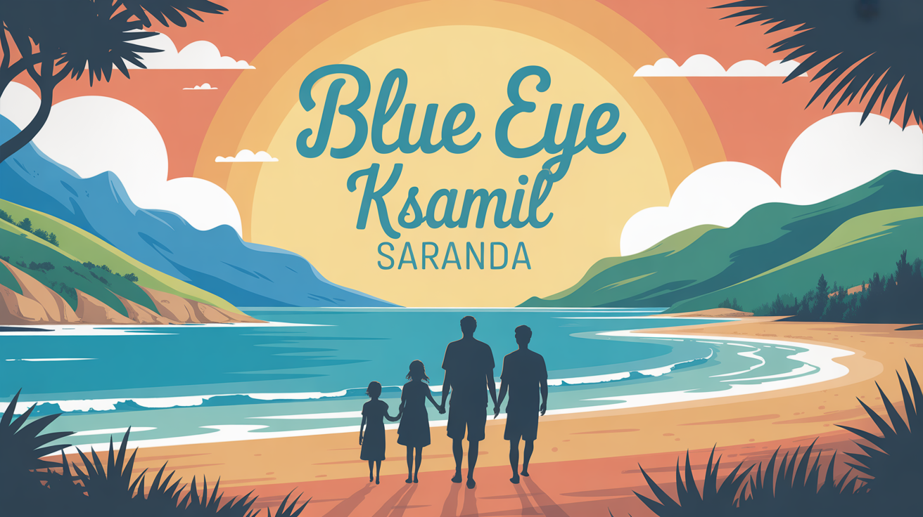 Illustration paysage Blue Eye Ksamil Saranda famille Albanie