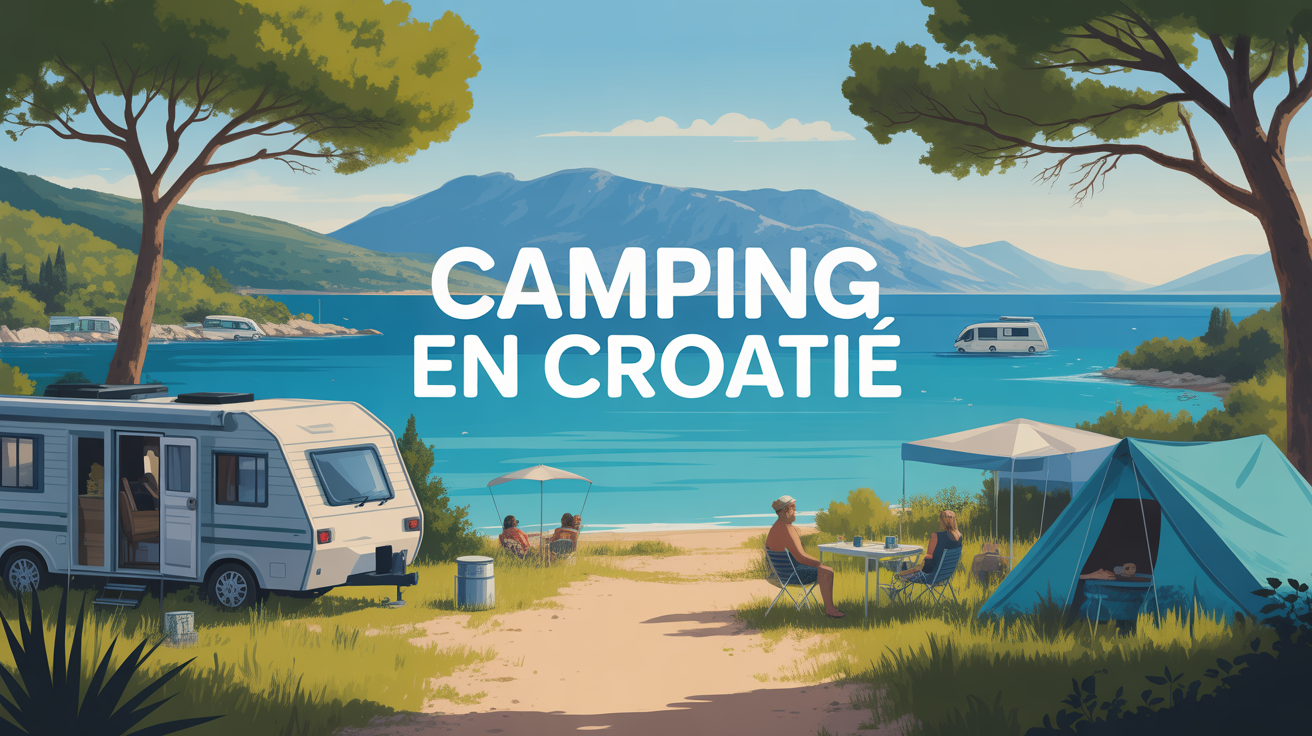 Visuel camping en Croatie mobil-homes tentes mer montagnes