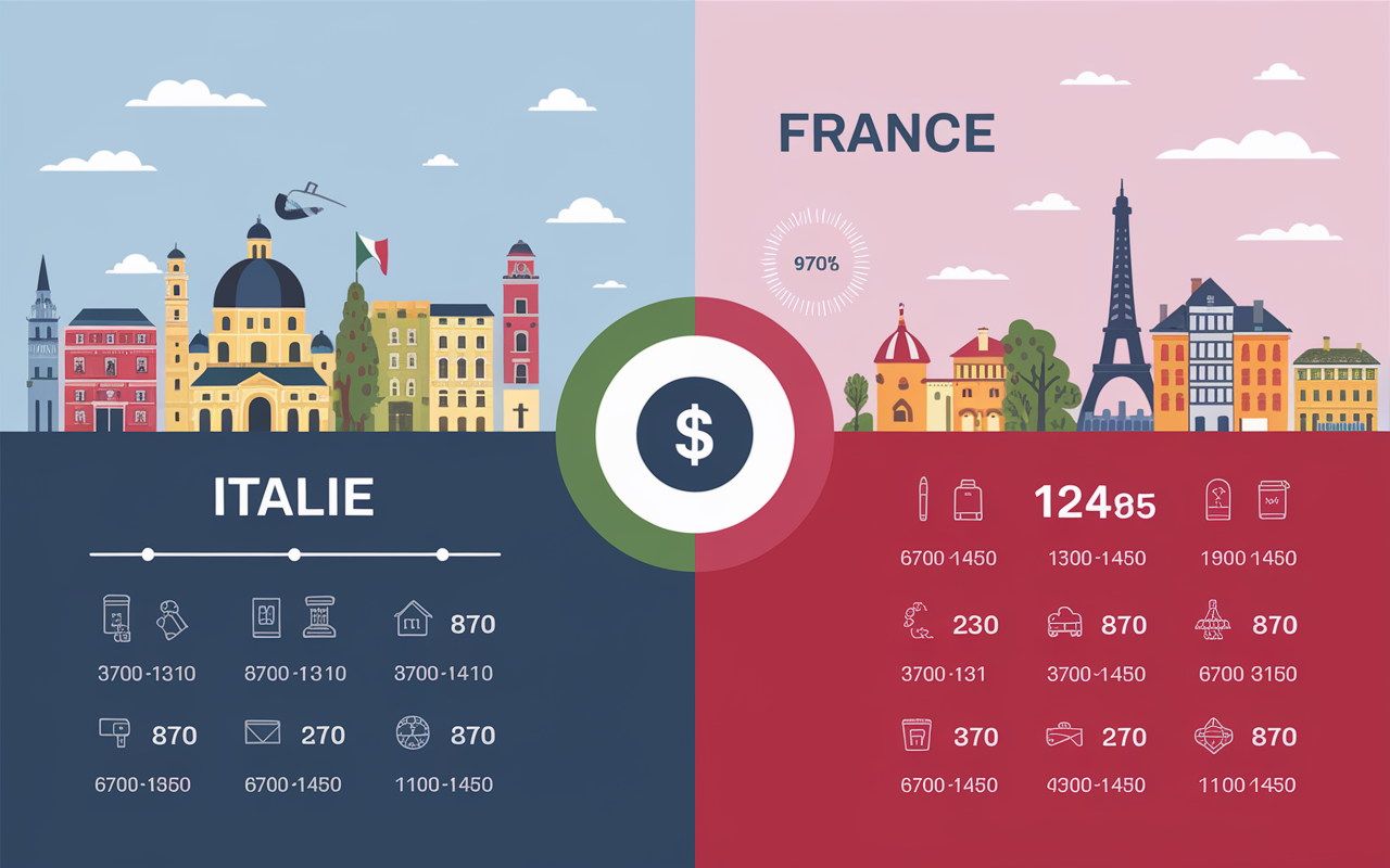 infographie coût de la vie en Italie vs France