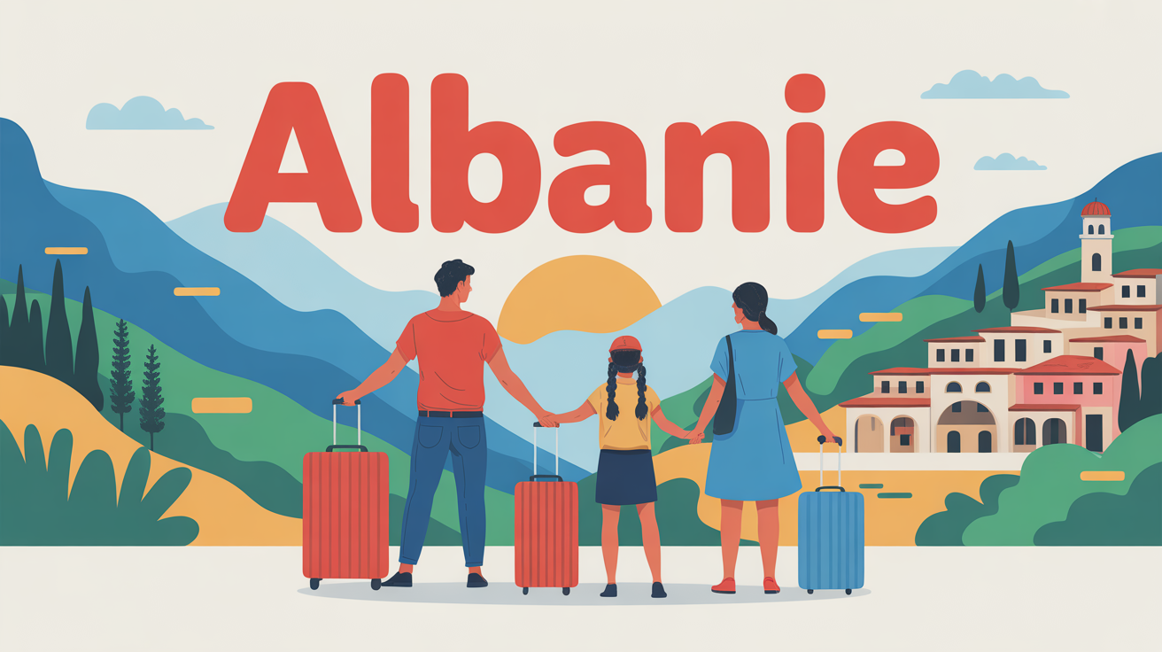 Famille Albanie valise sécurite paysage guide
