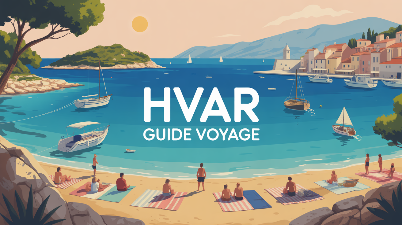 Hvar guide voyage illustration ile et plages turquoise
