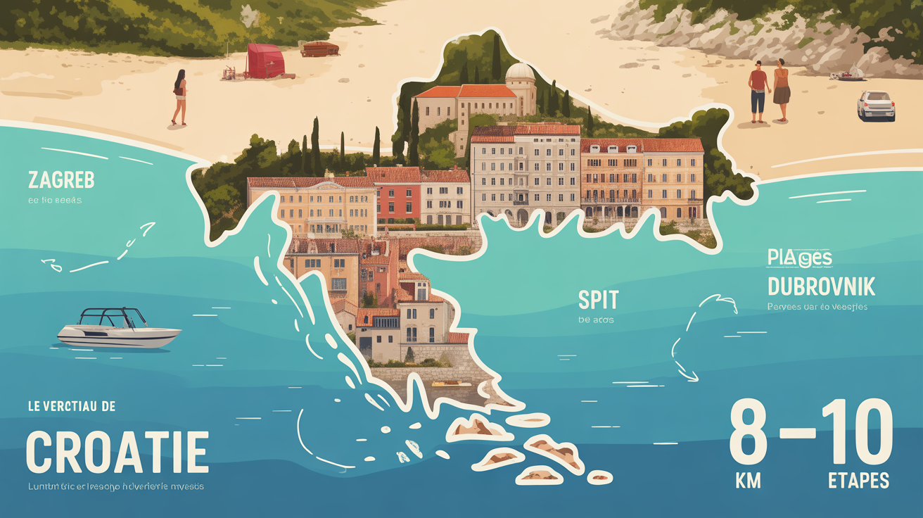 carte trajectoire road trip Croatie 2 semaines