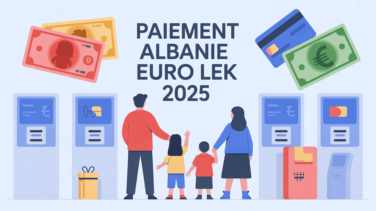 Illustration paiement Albanie euro lek famille 2025