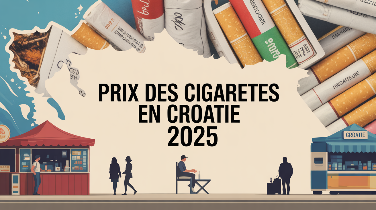 Carte stylisée prix cigarettes Croatie 2025