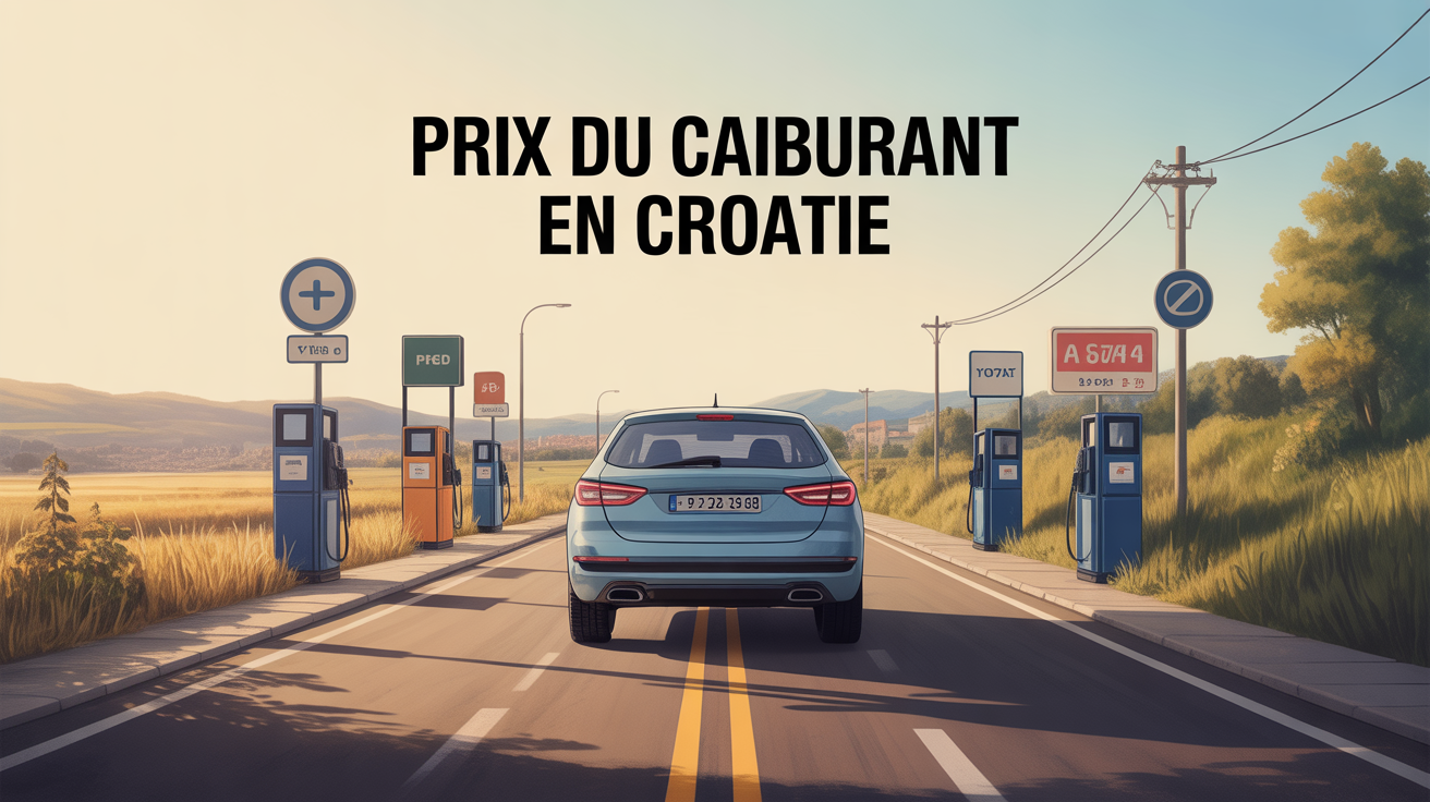 illustration voiture familiale route Croatie stations essence