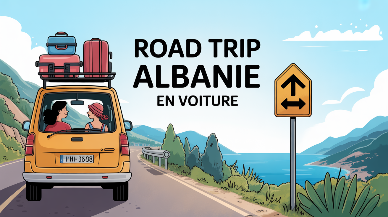 famille voiture road trip Albanie route montagne et mer
