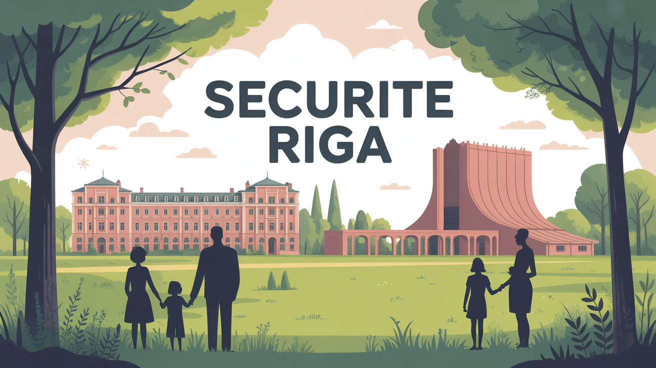 Illustration stylisee securite Riga famille parc ambiance sereine