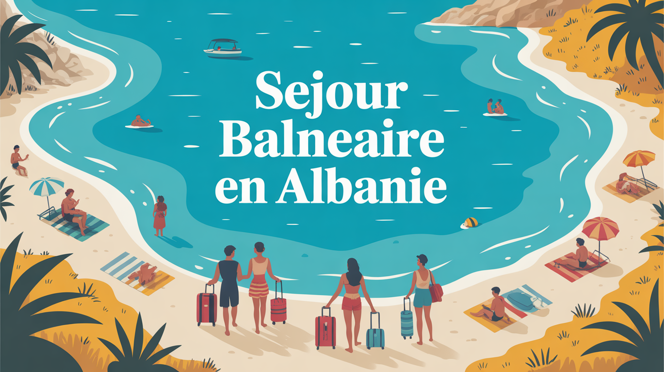 plage turquoise Albanie famille couple détente