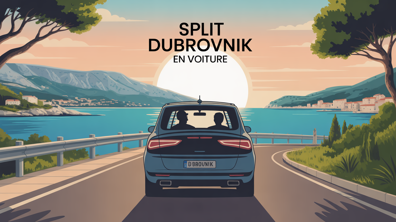 Illustration route Split Dubrovnik en voiture, côte adriatique