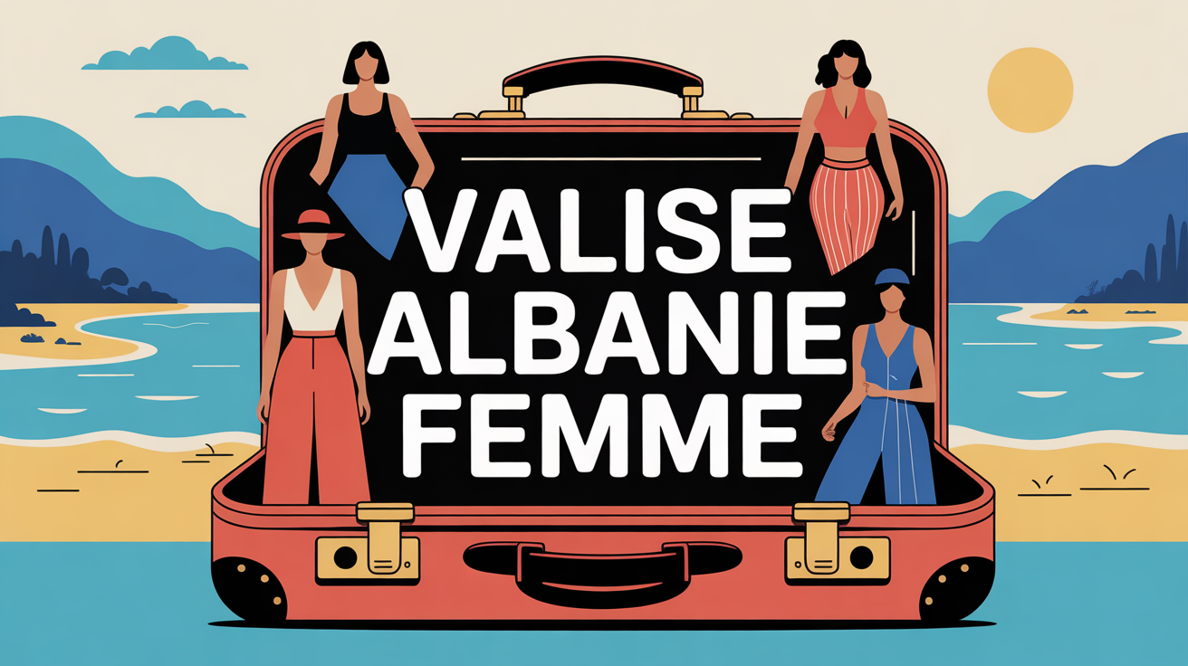 Valise ouverte Albanie femmes vêtements montagnes plage