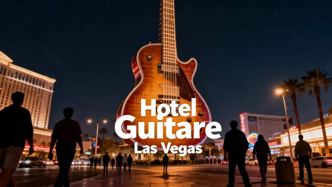 hotel guitare las vegas illustration nuit boulevard