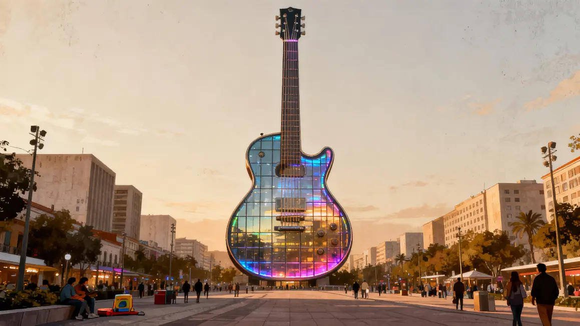 tour guitare las vegas facade vitree brillantes