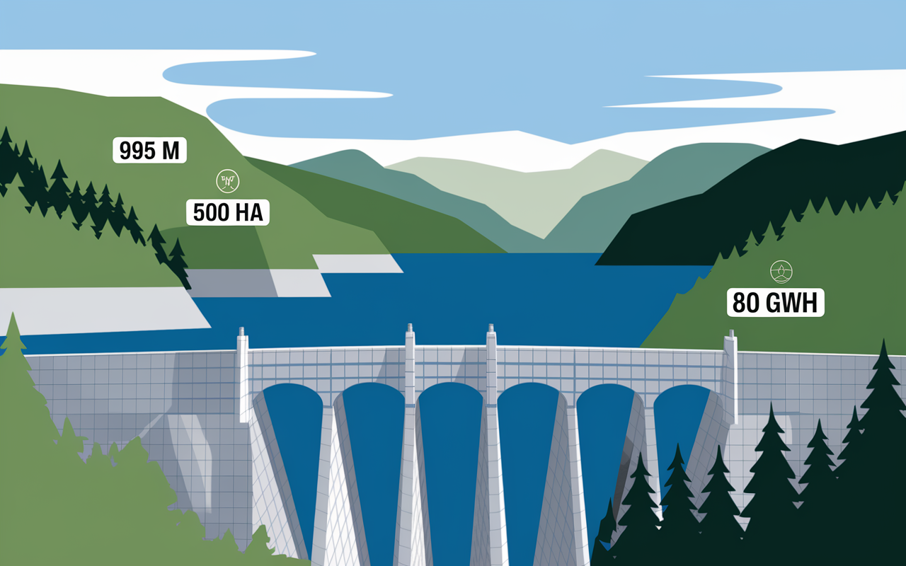 Barrage de Castillon visite chiffres 95 m 500 ha 1948 80 GWh