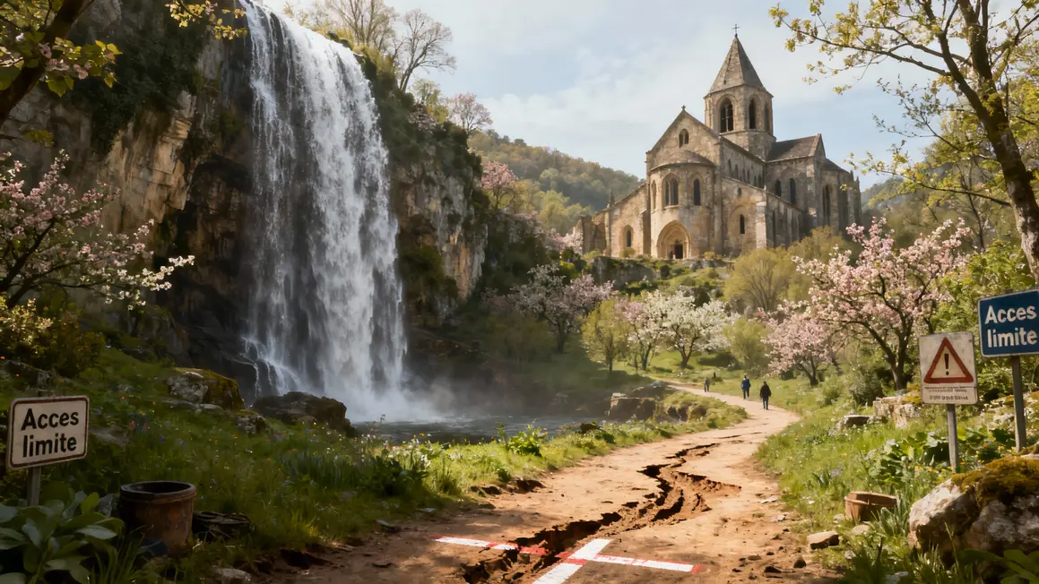 Cascade Baume les Messieurs accès restreint et érosion