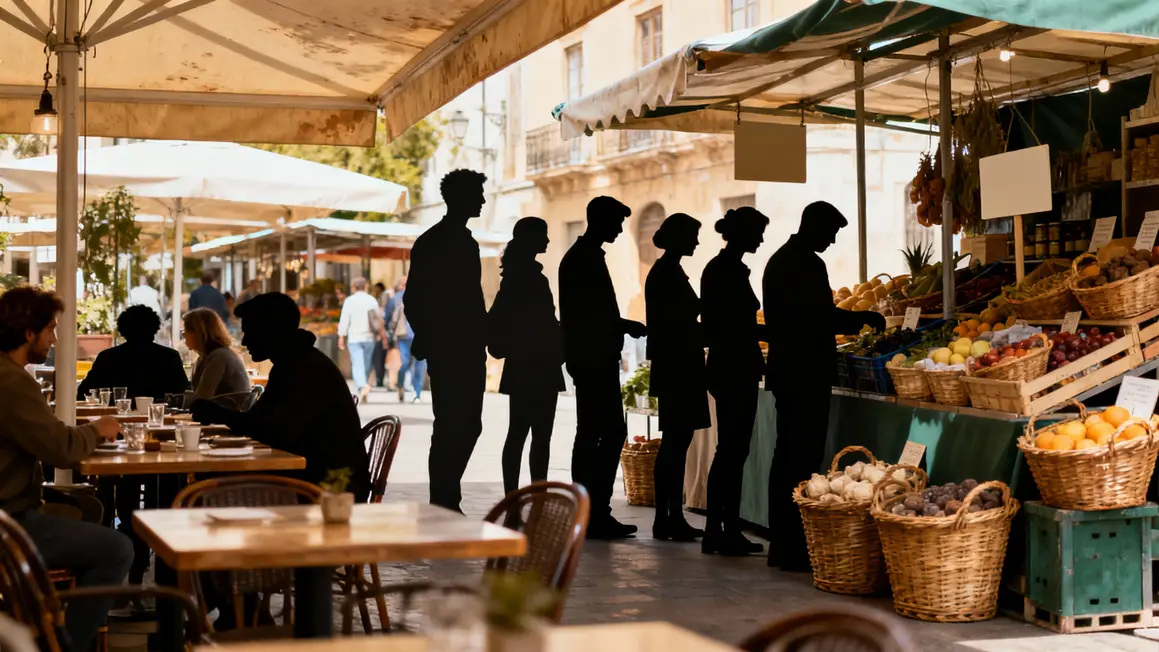 Terrasse de café et marché Clisson automne