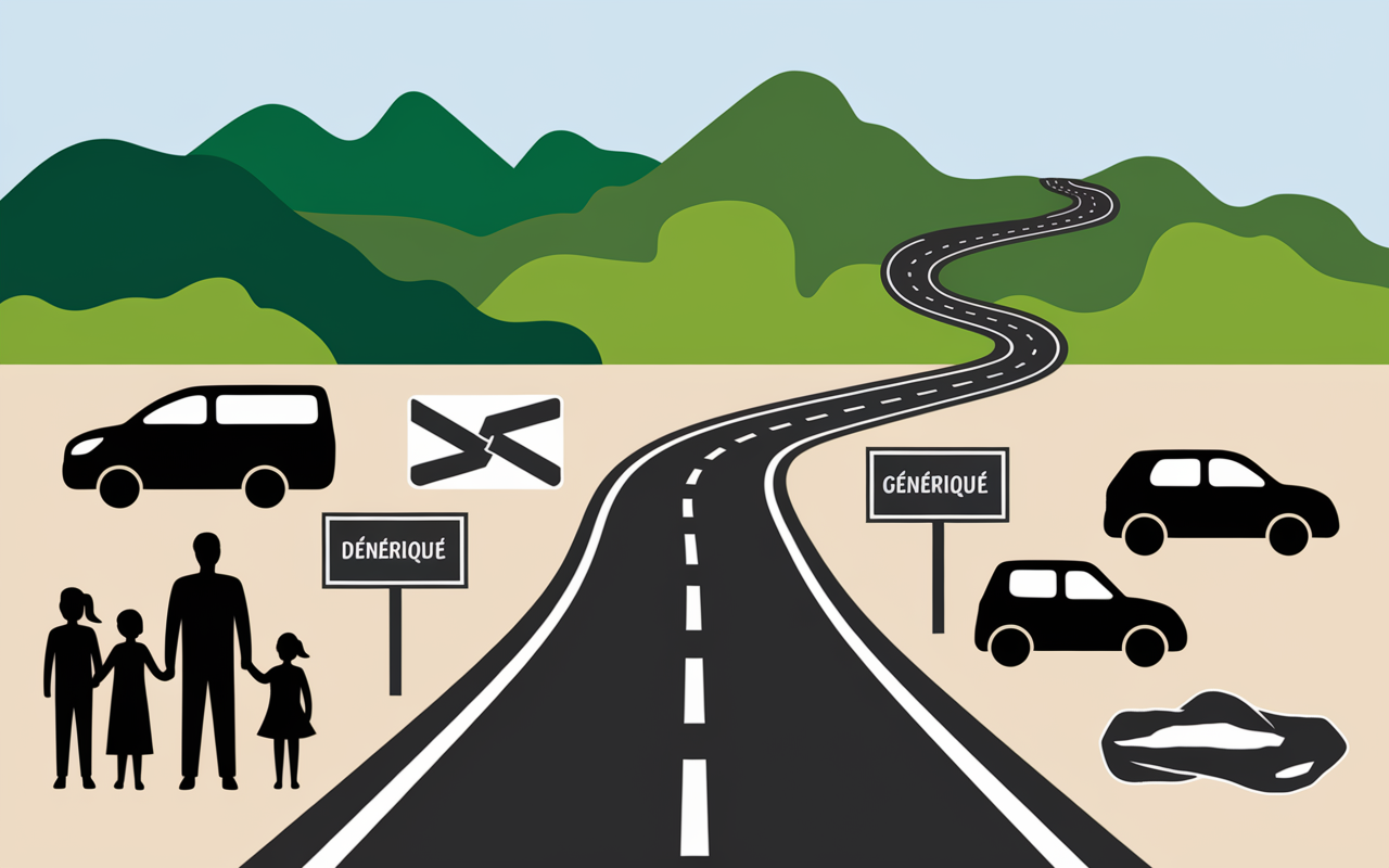 Carte stylisée accès Dancharia famille route montagne