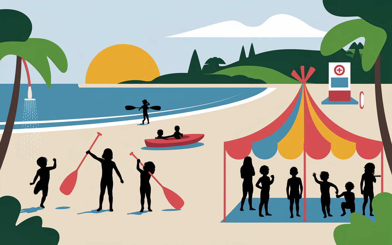 Plage des Arbousiers Arcachon equipements club enfants paddle