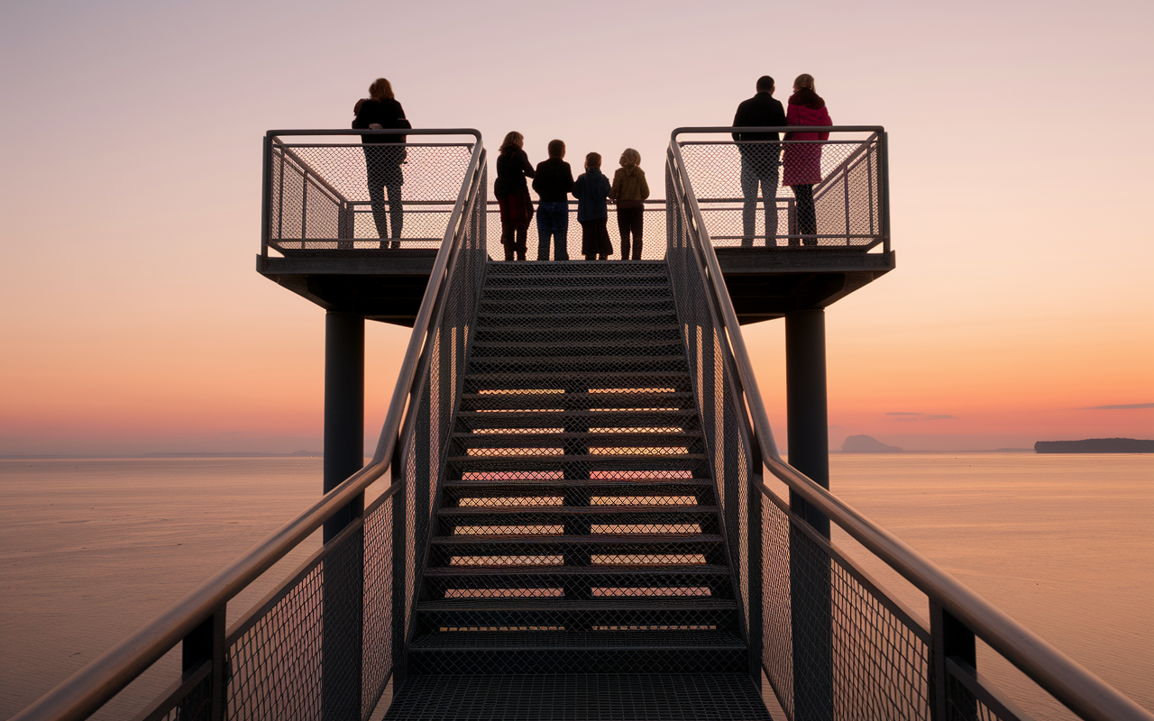 Escalier panoramique metallique Observatoire Sainte-Cecile Arcachon