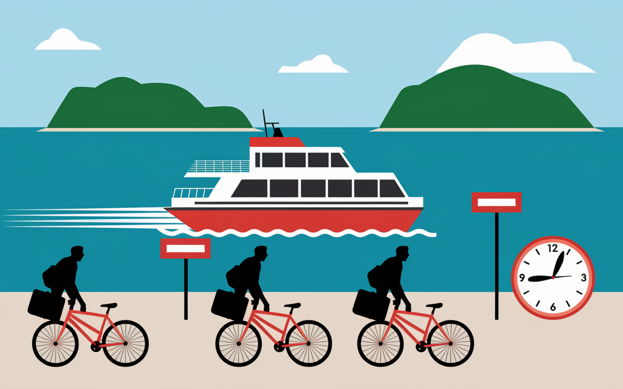 ferry mer turquoise bagages vélos 12h45 gili air gili trawangan