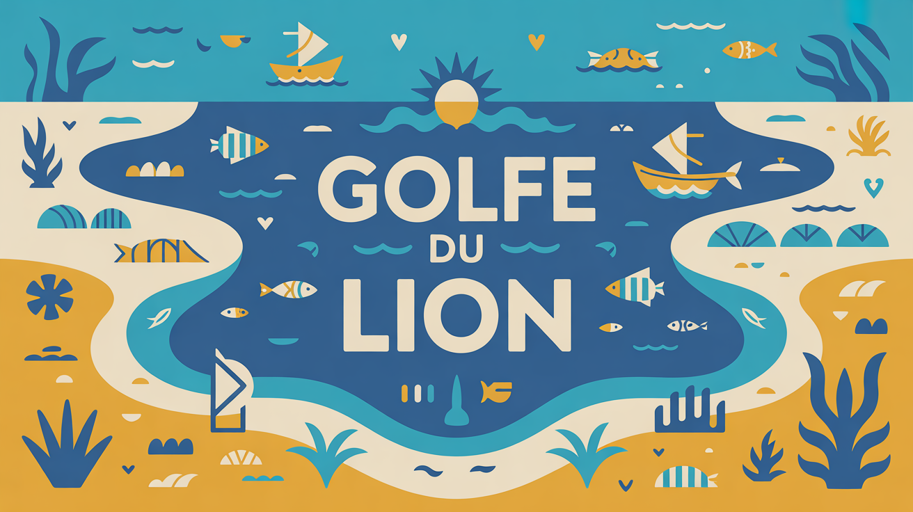 Vue stylisée du golfe du Lion, mer et plages méditerranéennes