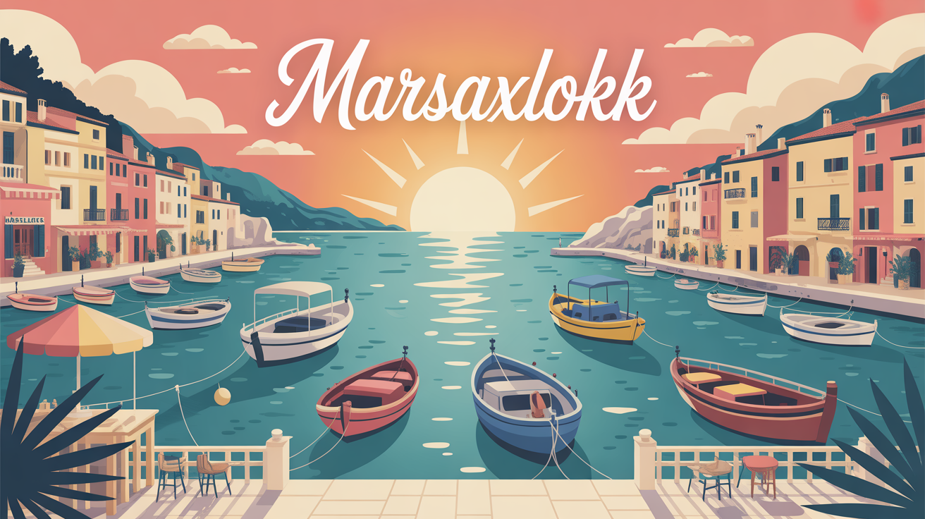 Port de Marsaxlokk au lever du soleil avec barques et marché