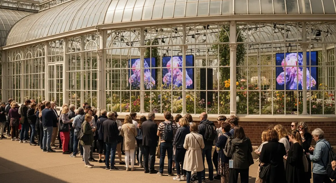 File d'attente exposition Organique Orangerie Luxembourg