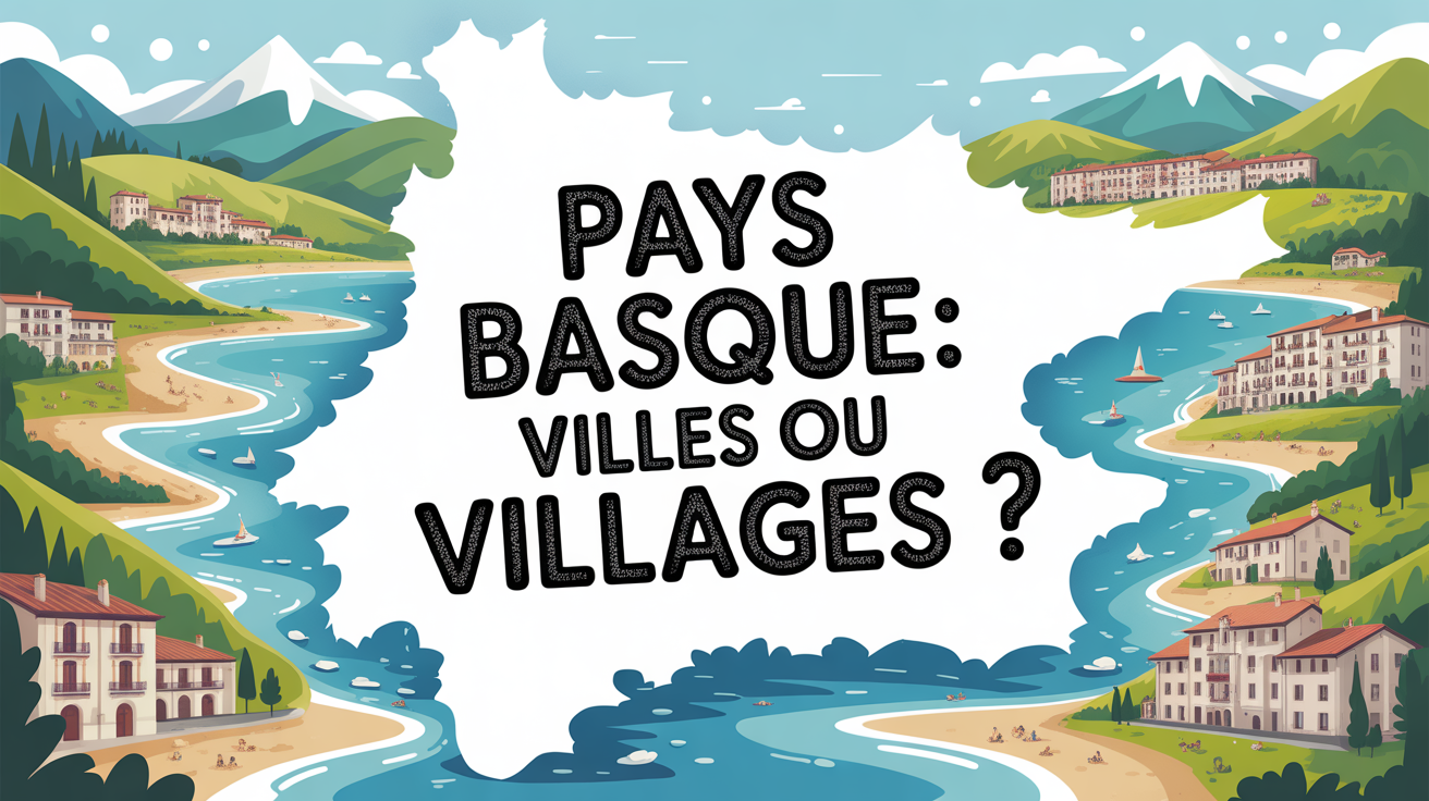 Carte stylisee Pays Basque villes villages montagnes plages