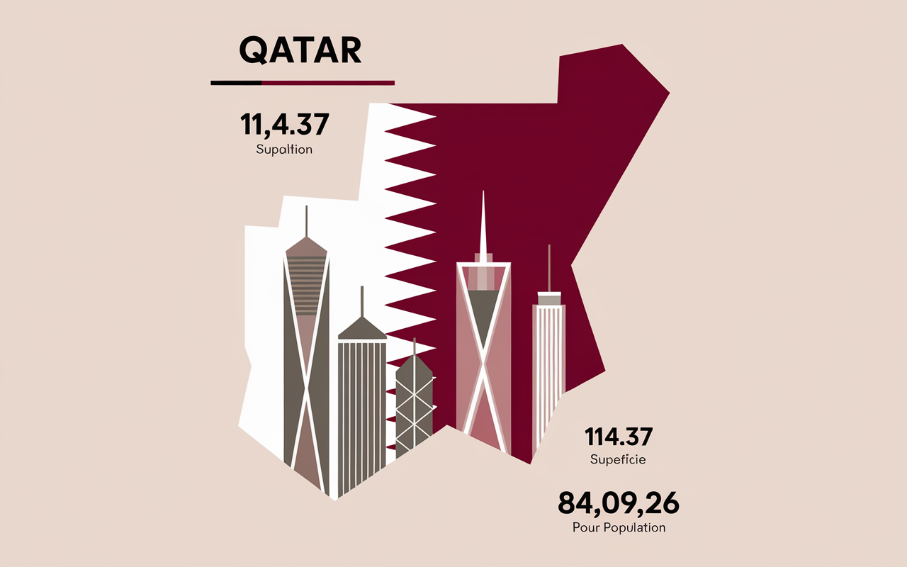 Infographie Qatar superficie population pays en Q