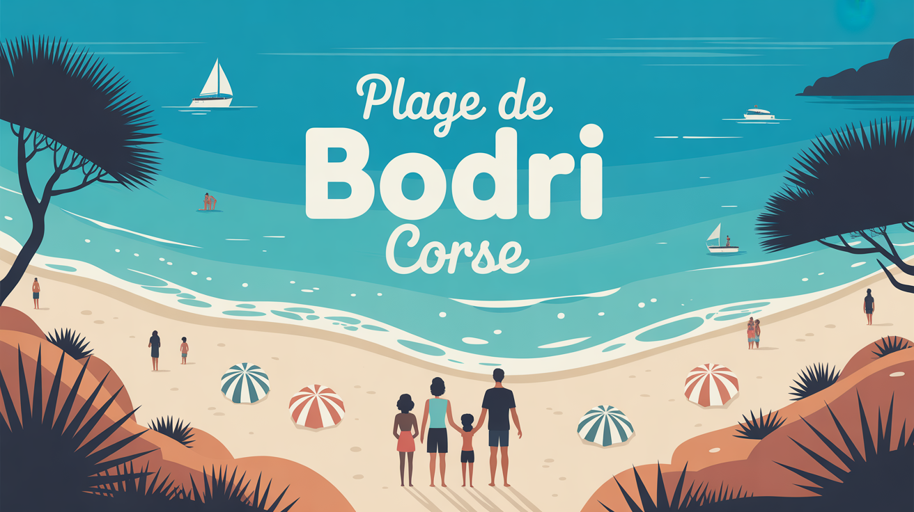 Illustration plage de Bodri Corse paisible mer turquoise sable blanc