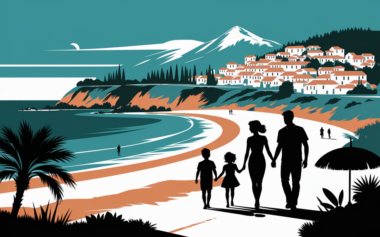 Plage calme Samos montagnes famille