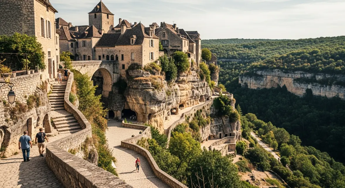 Village medieval Rocamadour sur falaise Lot