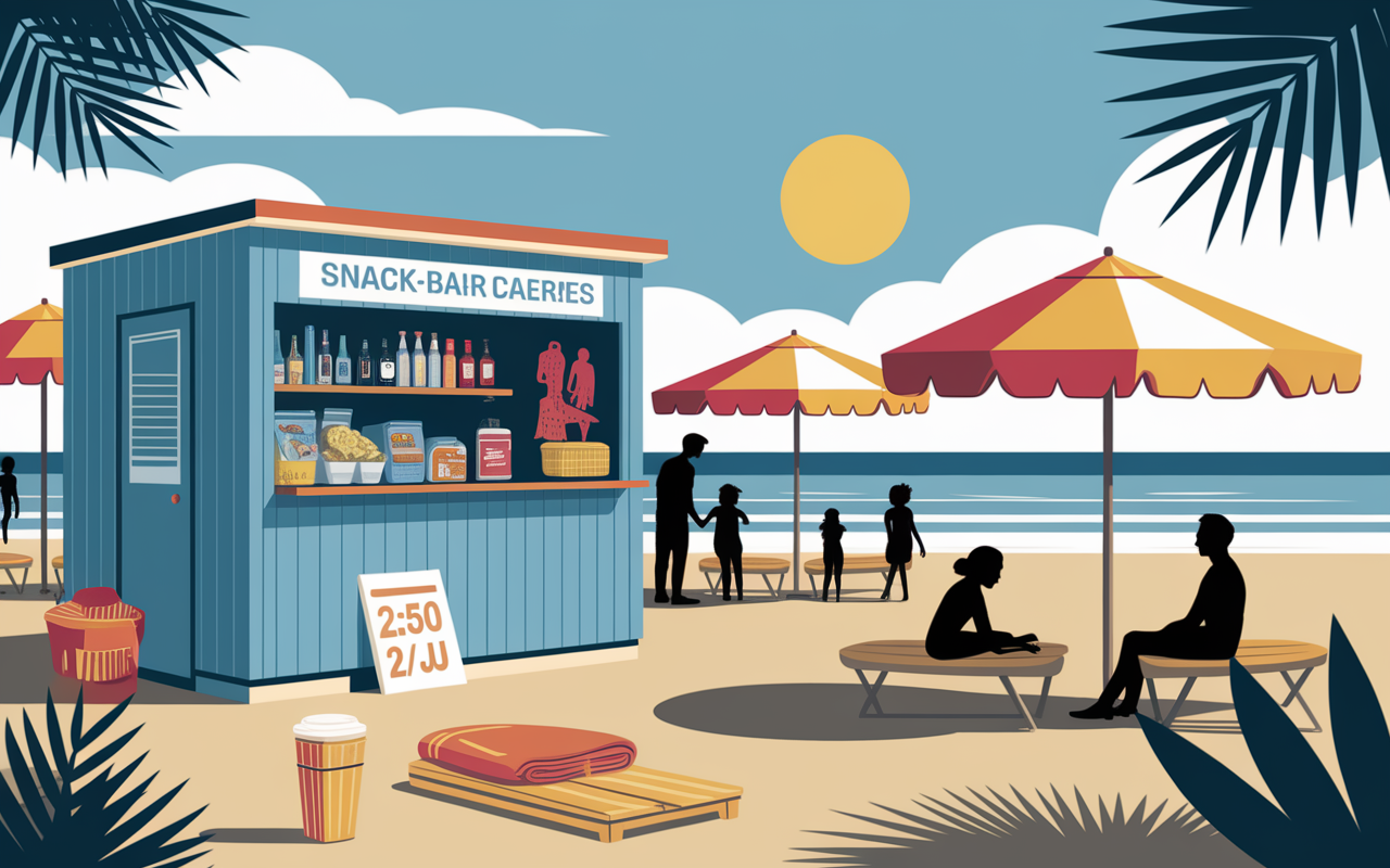 Plage de Bodri sanitaires snack-bar maître nageur proprete