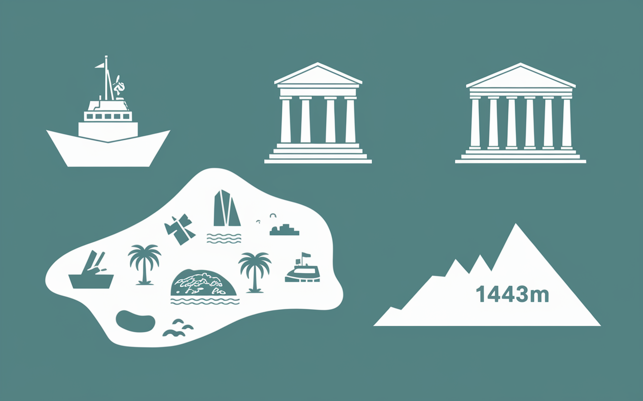Carte sites Samos port temple montagne