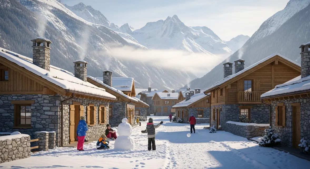 village calme sous la neige dans les alpes du sud