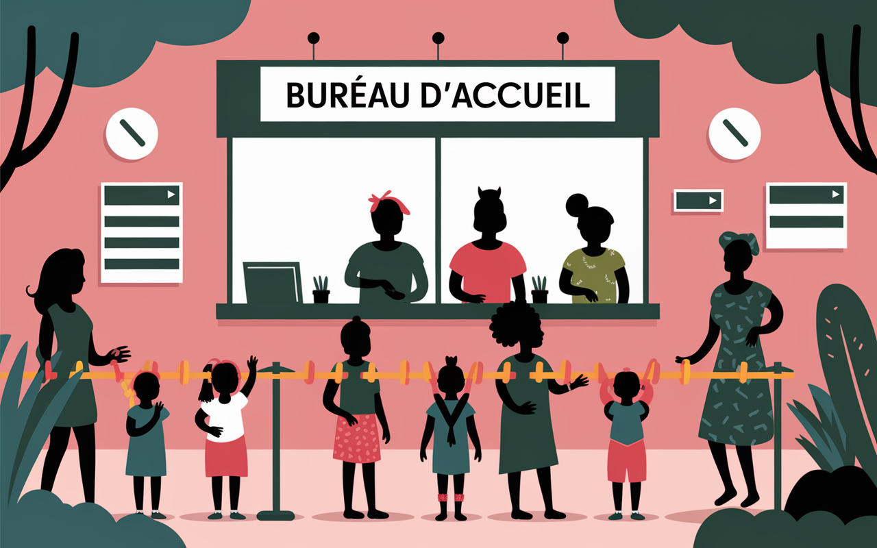 Accueil village naturiste Cap d'Agde guichet files enfants