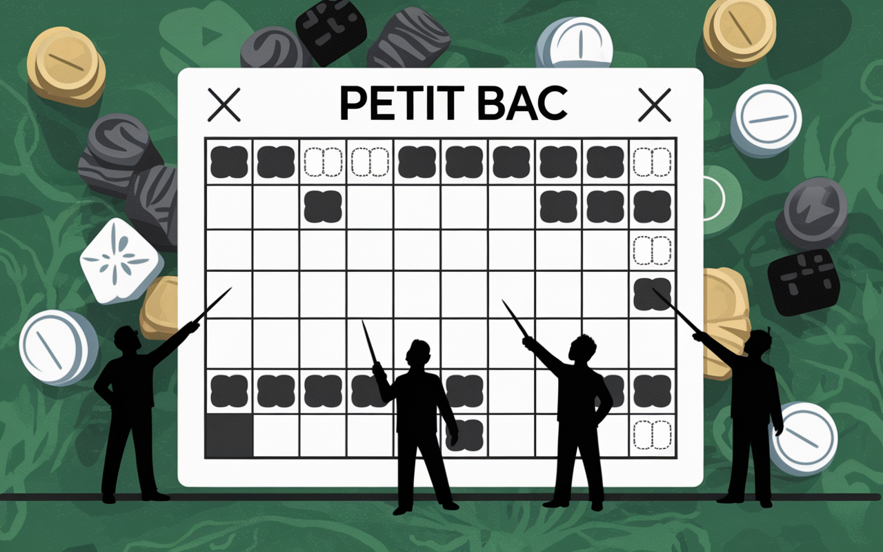 Feuille Petit Bac colonnes X vides joueurs
