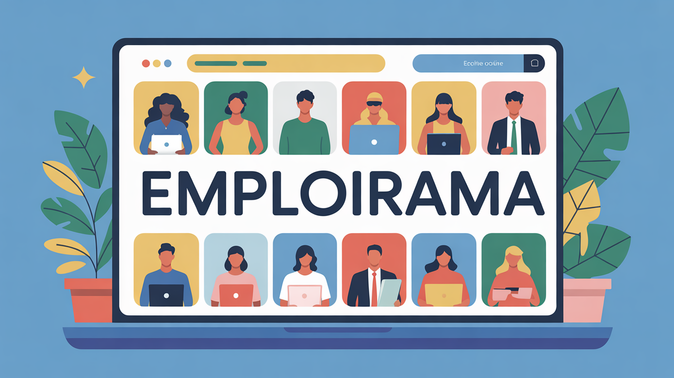 Interface Emploirama recherche emploi silhouettes ambiance professionnelle