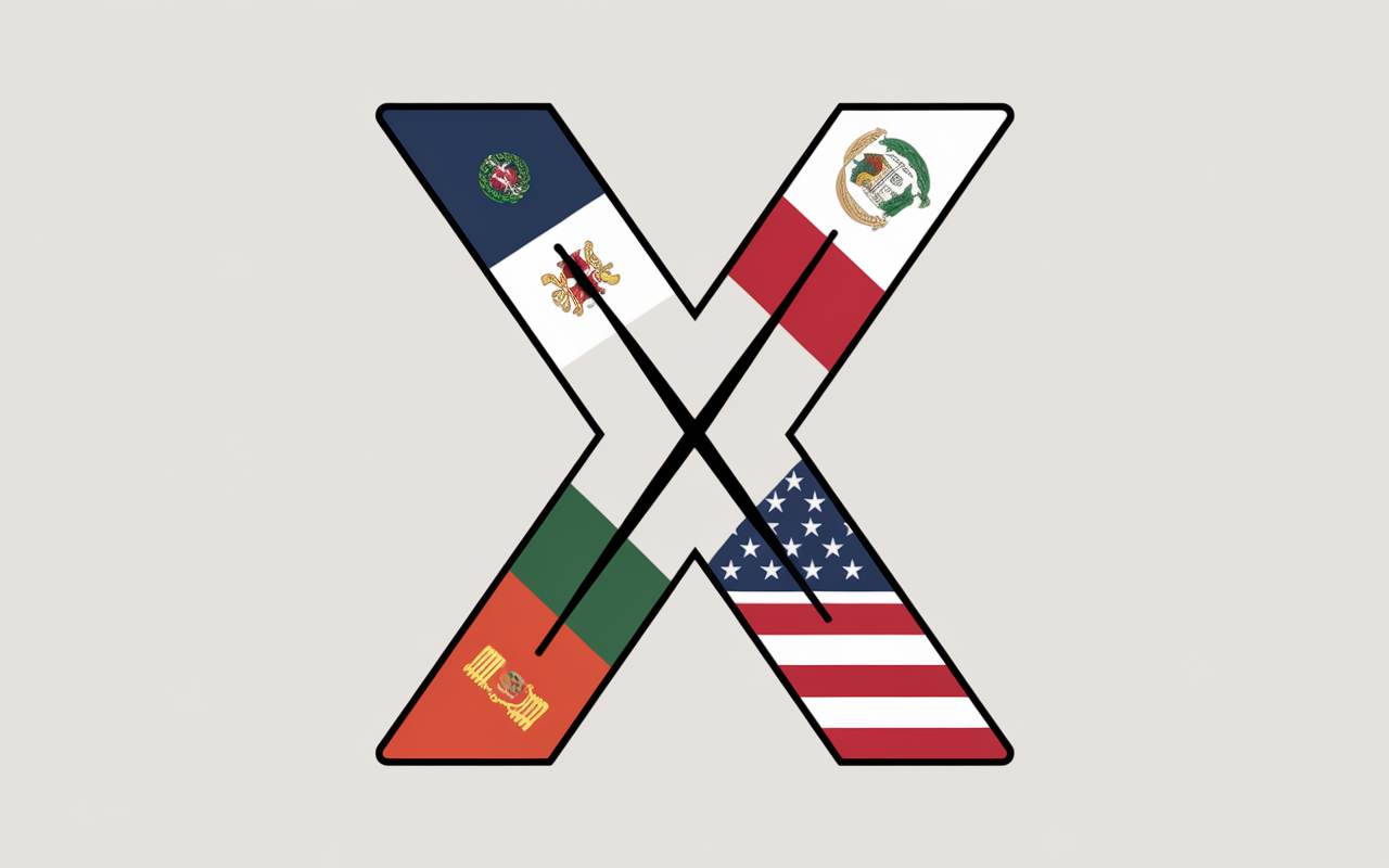 Alphabet international lettre X vide pays