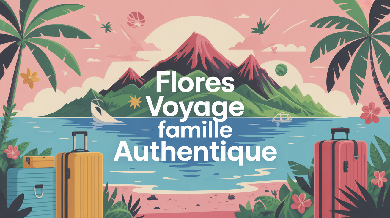 Illustration ile Flores volcan plages roses voyage famille