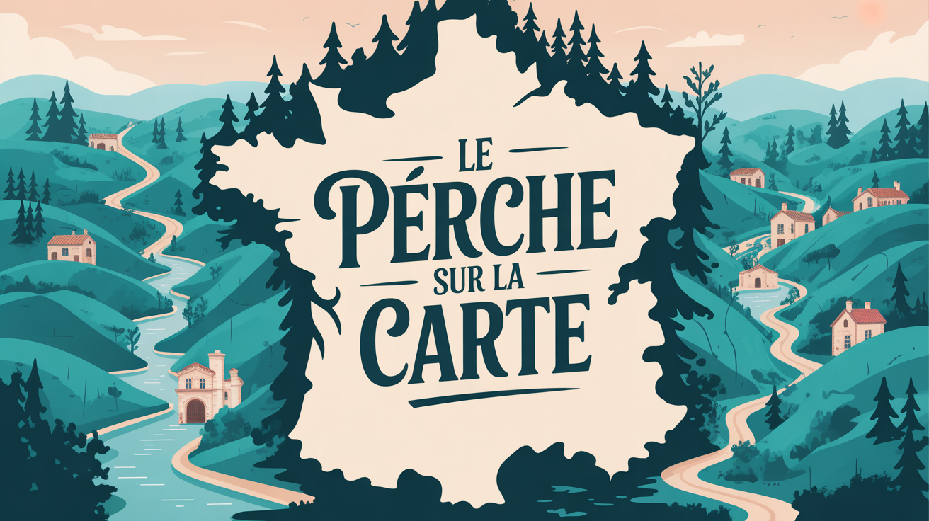 Carte stylisée du Perche en France, ambiance vallonnée