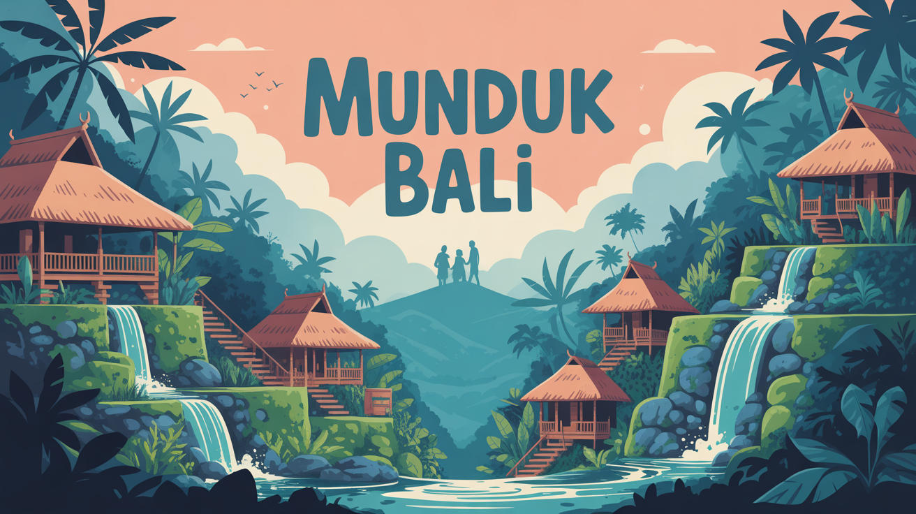 Vue de Munduk Bali avec rizière, montagne et famille