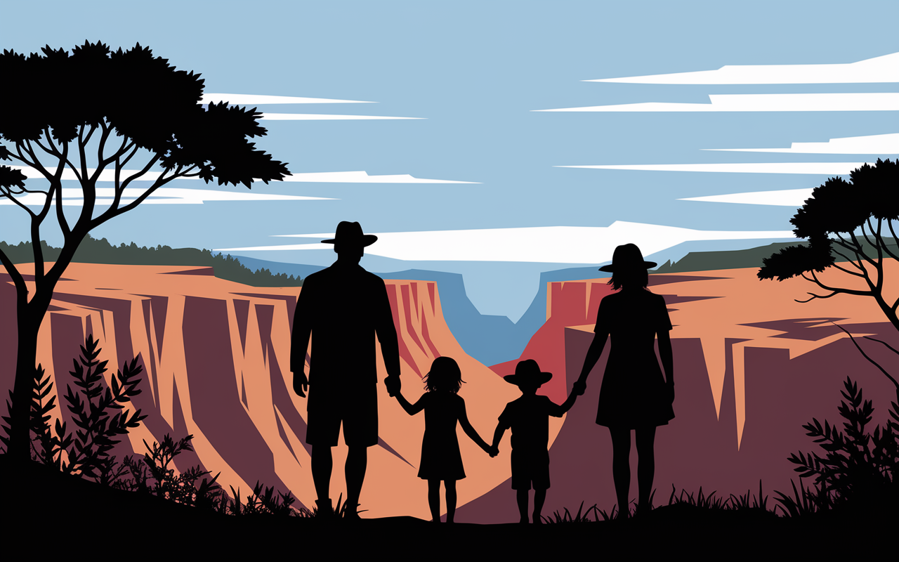Vue sur plateau rocheux et familles North Rim Point Sublime