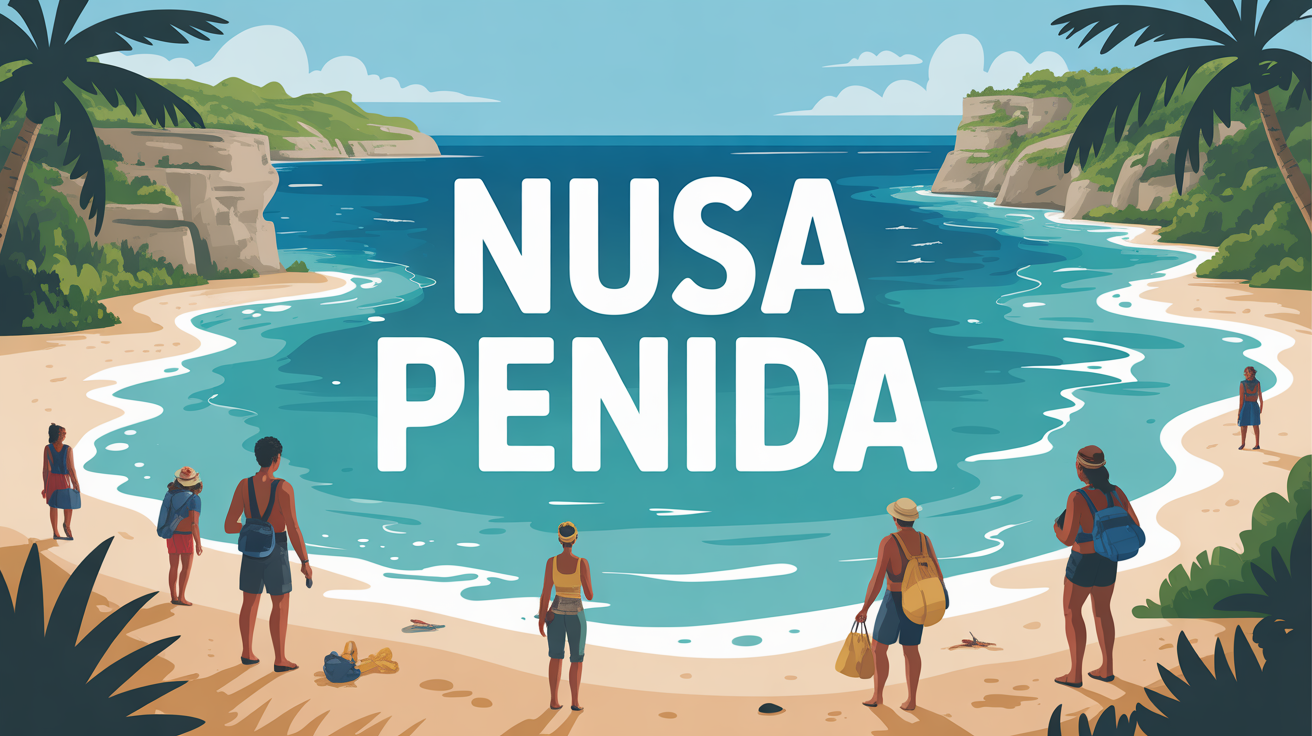 Illustration ile tropicale Nusa Penida plages turquoise falaises