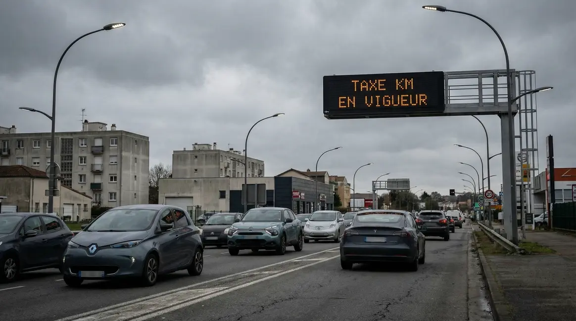 taxe kilometrique voiture electrique route panneau