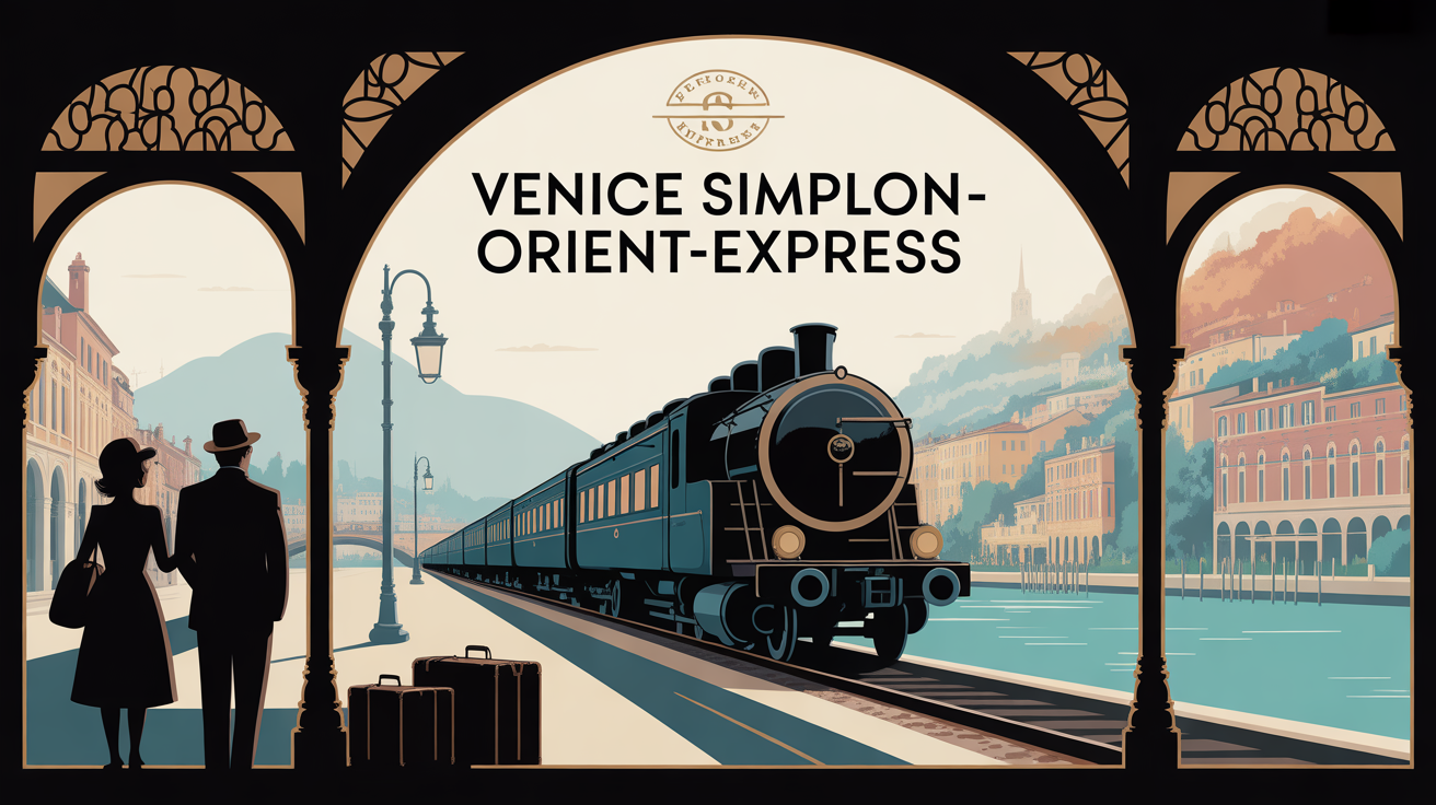 Illustration famille luxe train Venice Simplon Orient Express